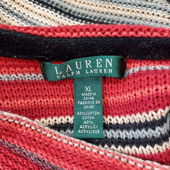 Ralph‎ Lauren Sweater Colorful Striped Pullover Red Black Womens XLarge - Picture 4 of 8